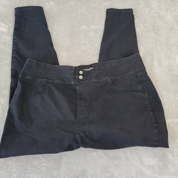 Terra Sky Womens Jeans 1X 16W 18W Plus Pull On Cropped Ankle Black Denim SL4E - Picture 1 of 9